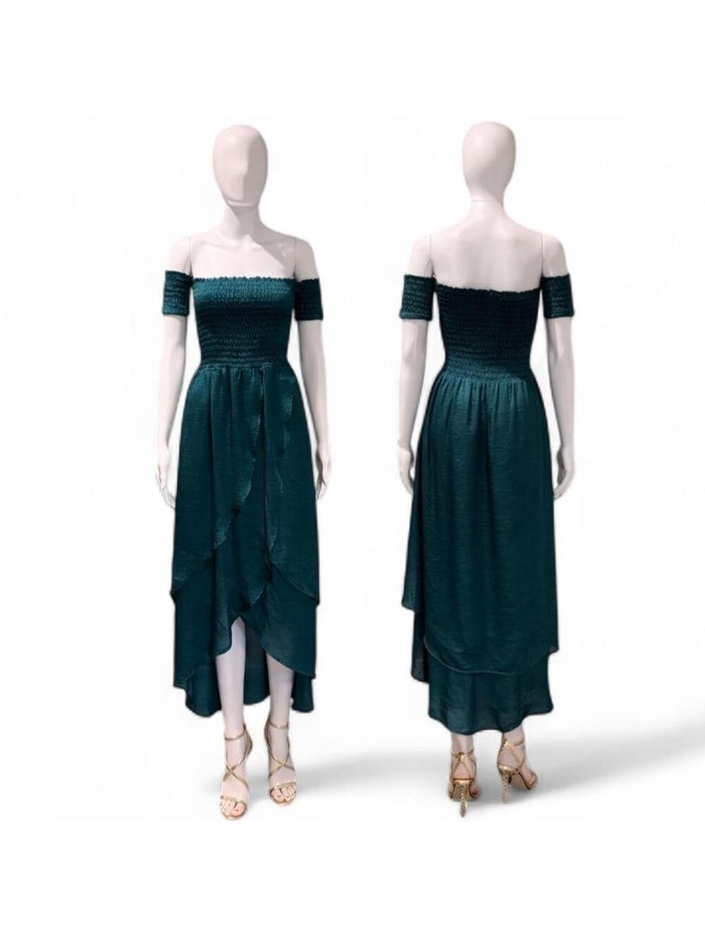 Deep emerald / teal midi dress with tulip skirt. #emerald #mididress #teal